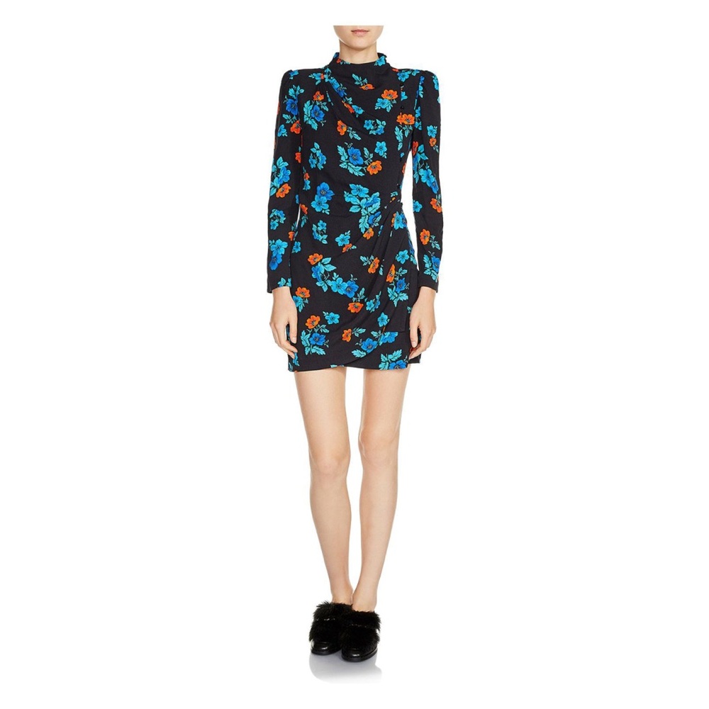 RARE MAJE Ripita Ruched Floral Long Sleeve Dress - Picture 2 of 16